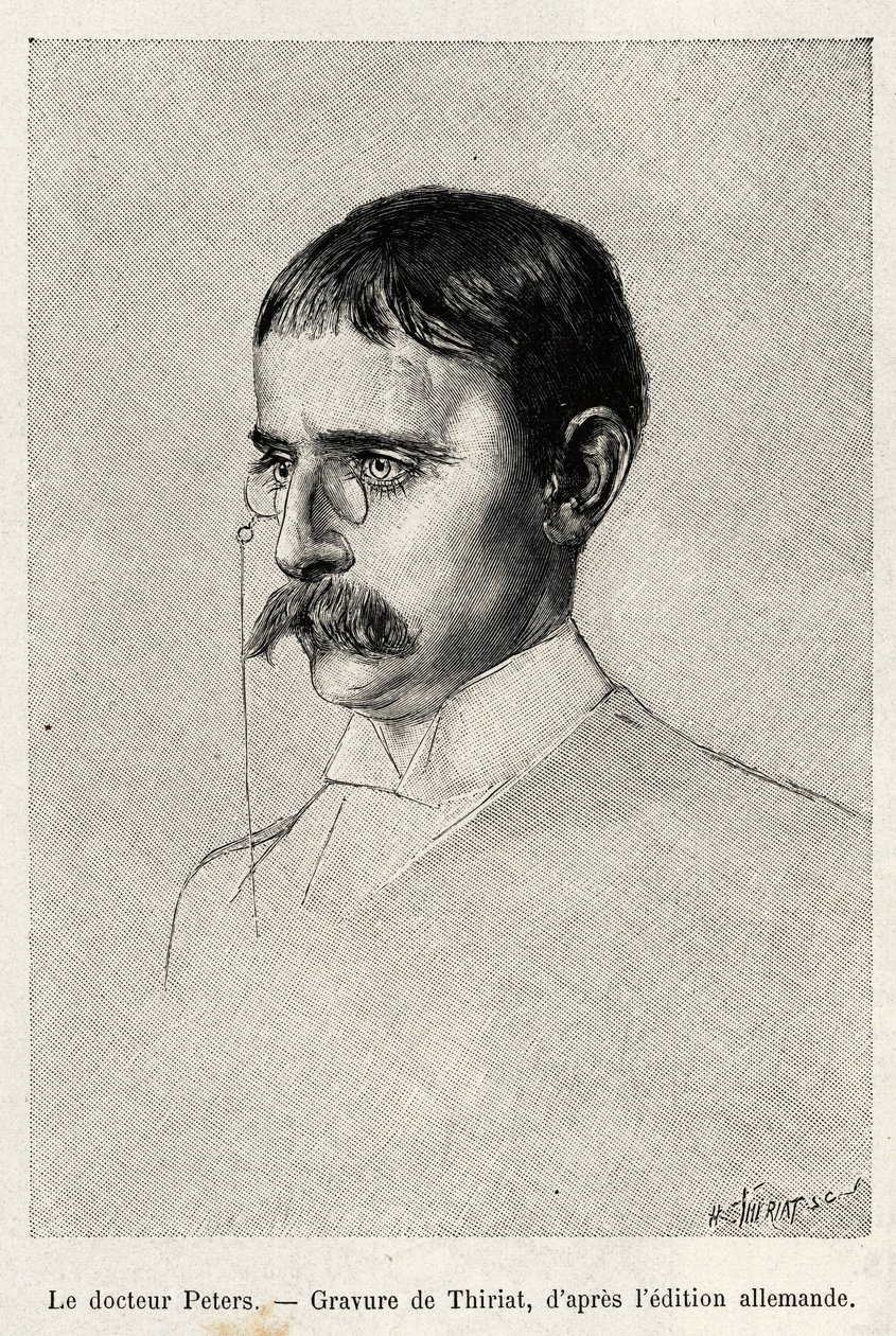 Ritratto del Dr. Carl Peters (1856-1918) esploratore tedesco (incisione) da Henri Thiriat