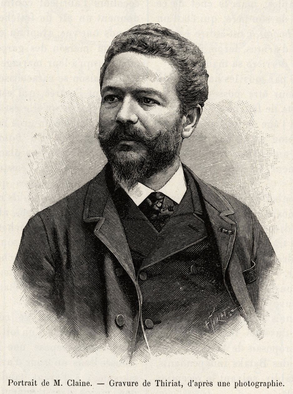 Ritratto di Jules Claine (1856-1939), esploratore e diplomatico, autore del racconto. Incisione di Thiriat per illustrare il racconto "Un anno in Malesia", di Jules Claine (1856-1939) da Henri Thiriat