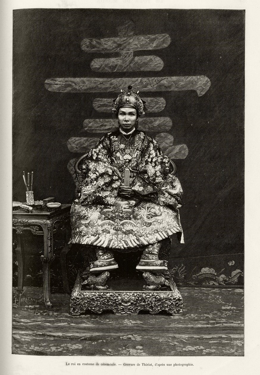 Ritratto del Re Dong Khanh (1864-1889) Imperatore di Annam, in costume cerimoniale da Henri Thiriat