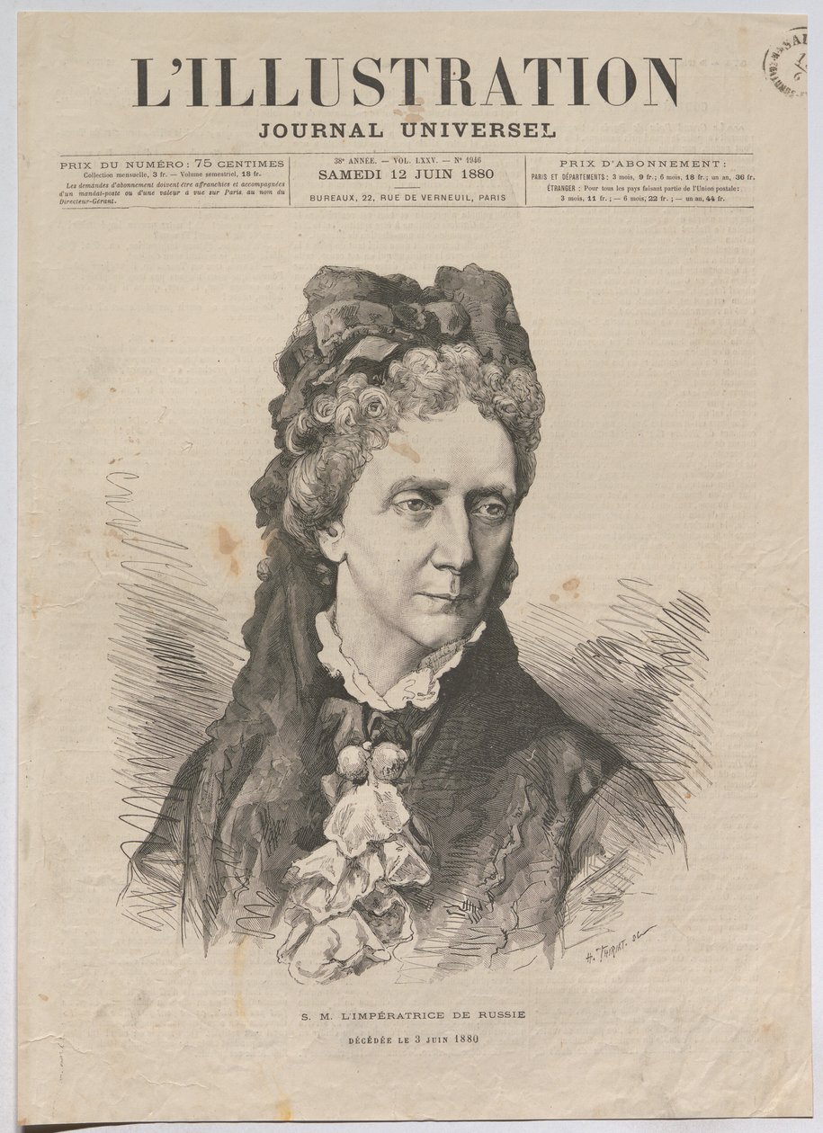 Ihre Majestät die Kaiserin von Russland; Verstorben am 3. Juni 1880 da Henri Thiriat
