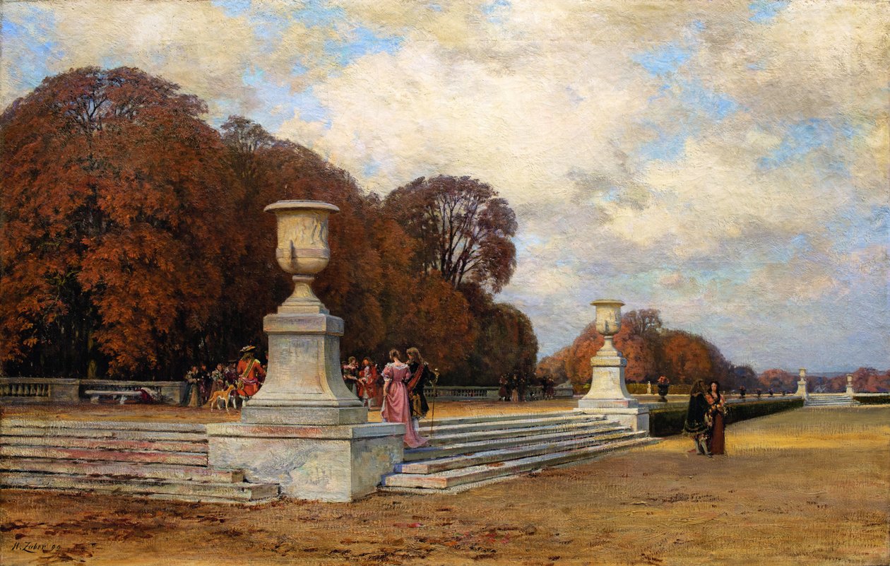 Les marches de marbre rose à Versailles, 1899 da Henri Zuber
