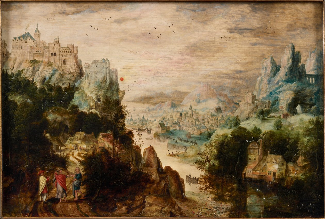 Paesaggio con la strada per Emmaus, c.1540 da Henri de Herri met de Bles