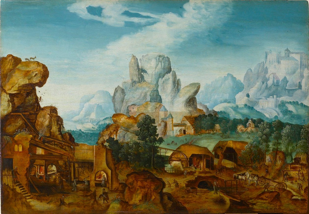 Paesaggio roccioso con una forgia La fuga in Egitto da Henri de Herri met de Bles