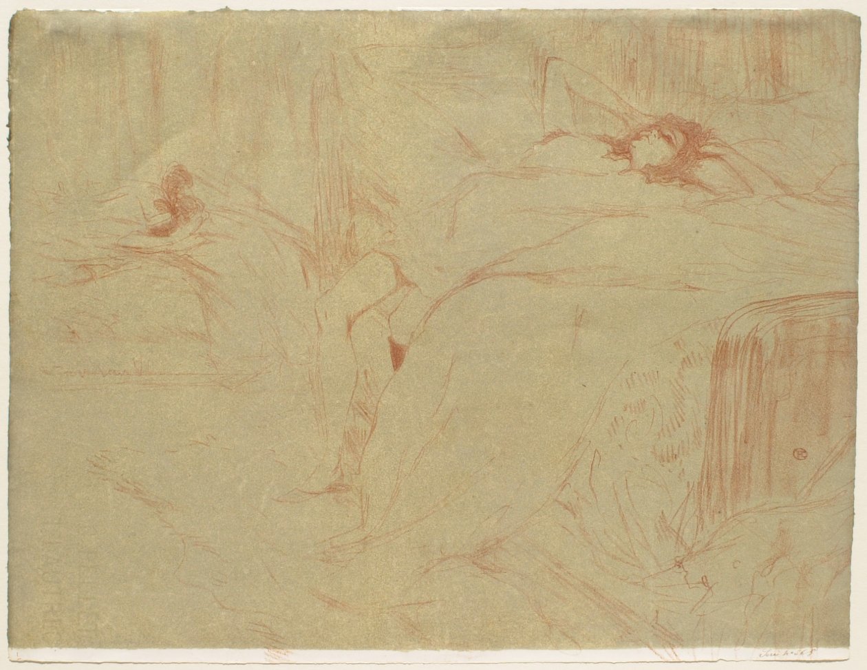 Elles: Donna sdraiata sulla schiena - Stanchezza da Henri de Toulouse-Lautrec