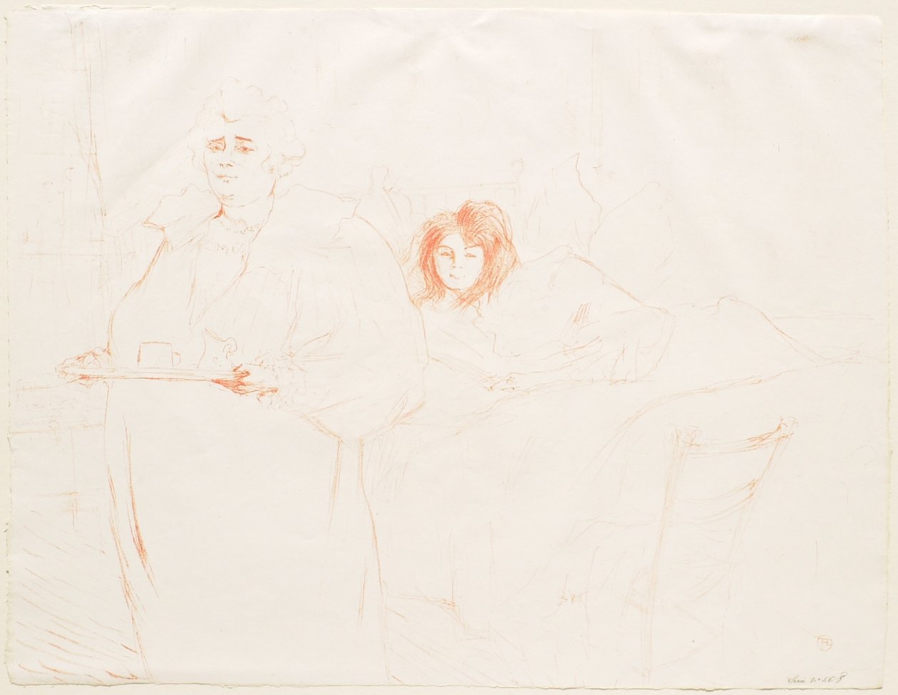 Elles: Donna con vassoio: Colazione - Mme Baron e Mlle Popo da Henri de Toulouse-Lautrec