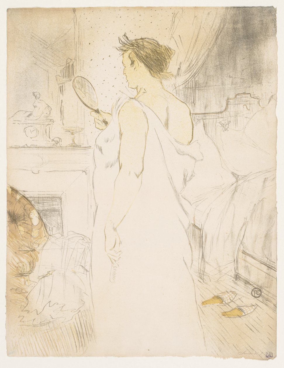 Elles: Donna con uno specchio a mano da Henri de Toulouse-Lautrec