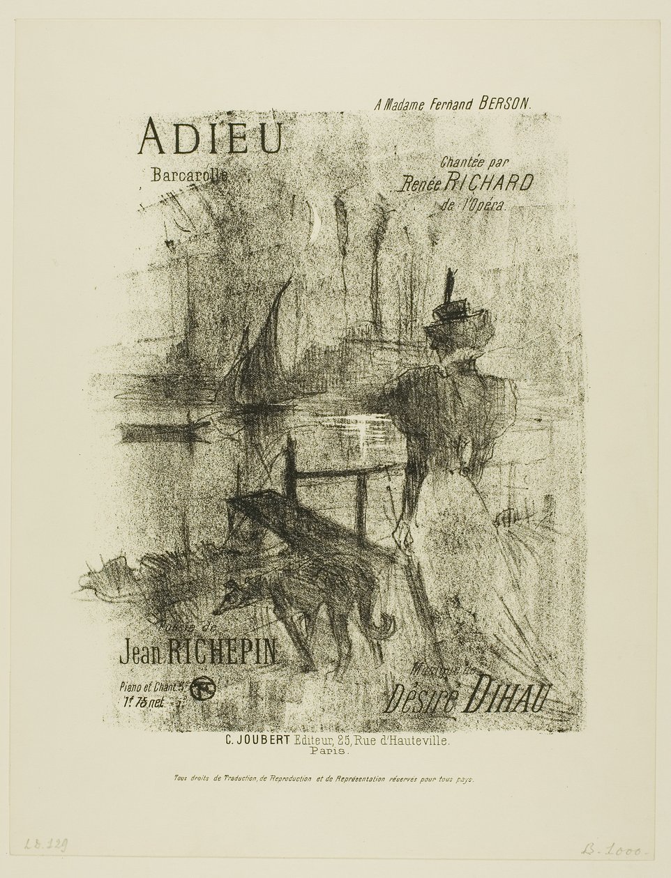 Addio, da Mélodies de Désiré Dihau da Henri de Toulouse-Lautrec