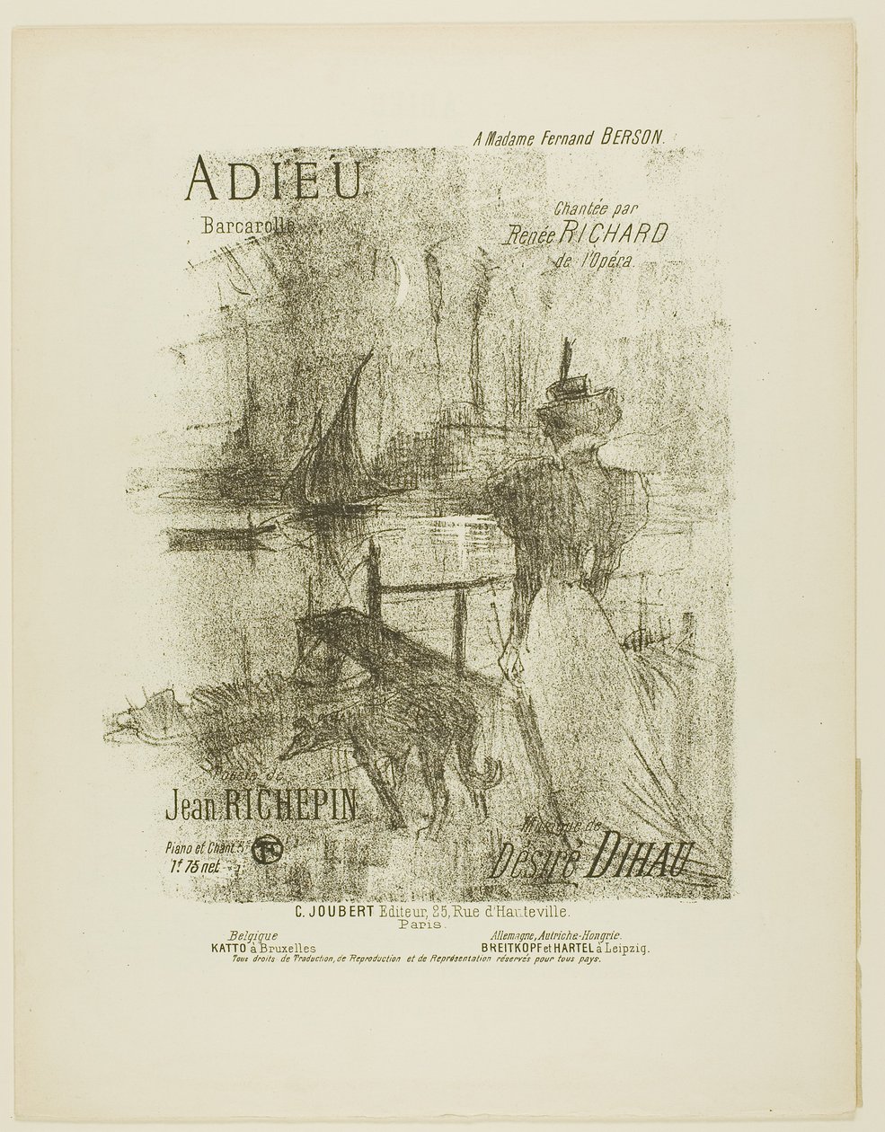 Addio, da Mélodies de Désiré Dihau da Henri de Toulouse-Lautrec