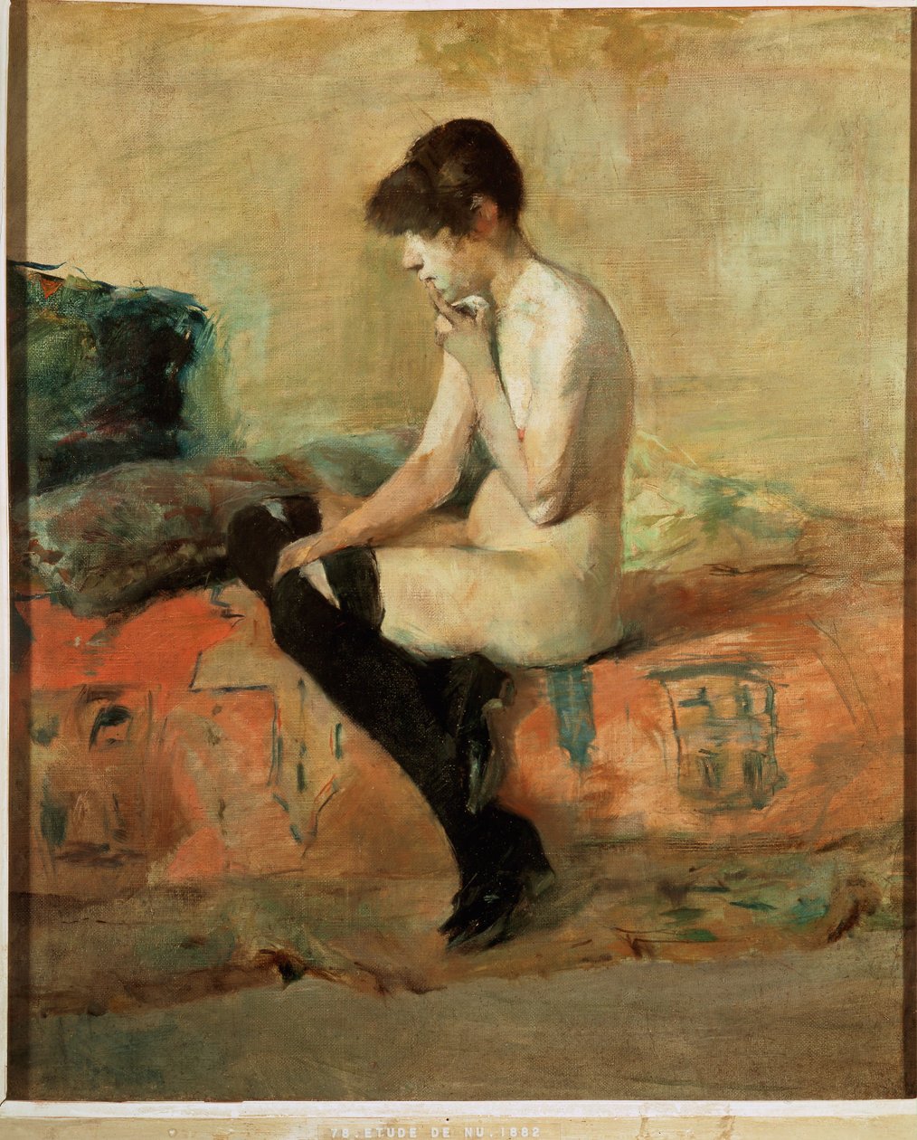 Nudo femminile su un divano (dipinto su tela) da Henri de Toulouse-Lautrec