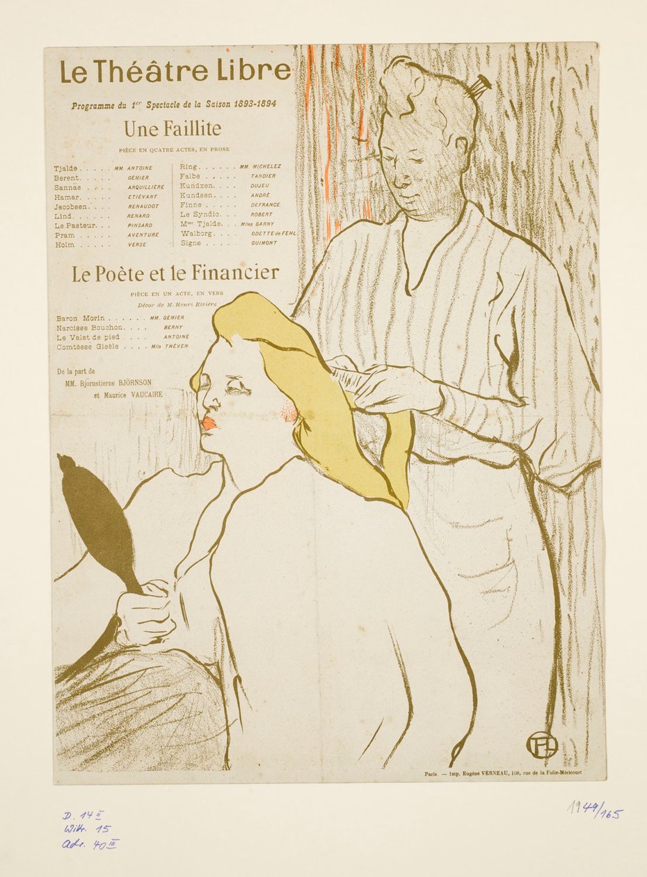 Parrucchiere, programma del Théâtre Libre da Henri de Toulouse-Lautrec