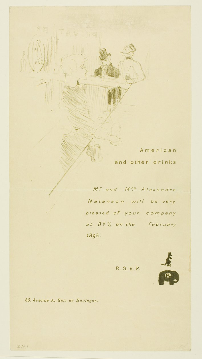 Invito per i coniugi Alexandre Natanson da Henri de Toulouse-Lautrec