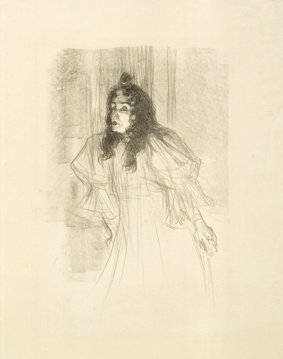 La signorina May Befort con i capelli sciolti da Henri de Toulouse-Lautrec