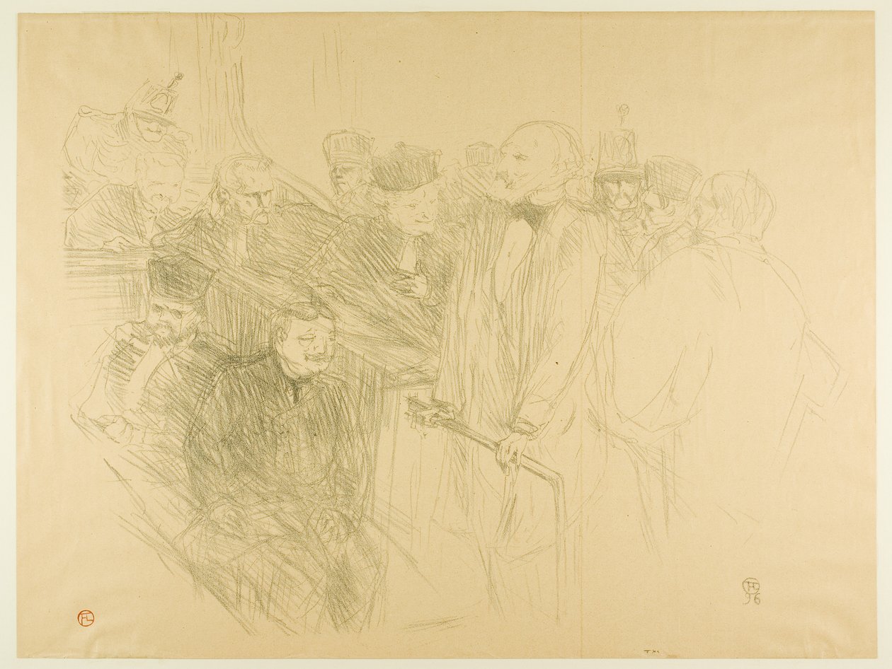 Il processo Arton, Ribot testimonia (seconda lastra) da Henri de Toulouse-Lautrec