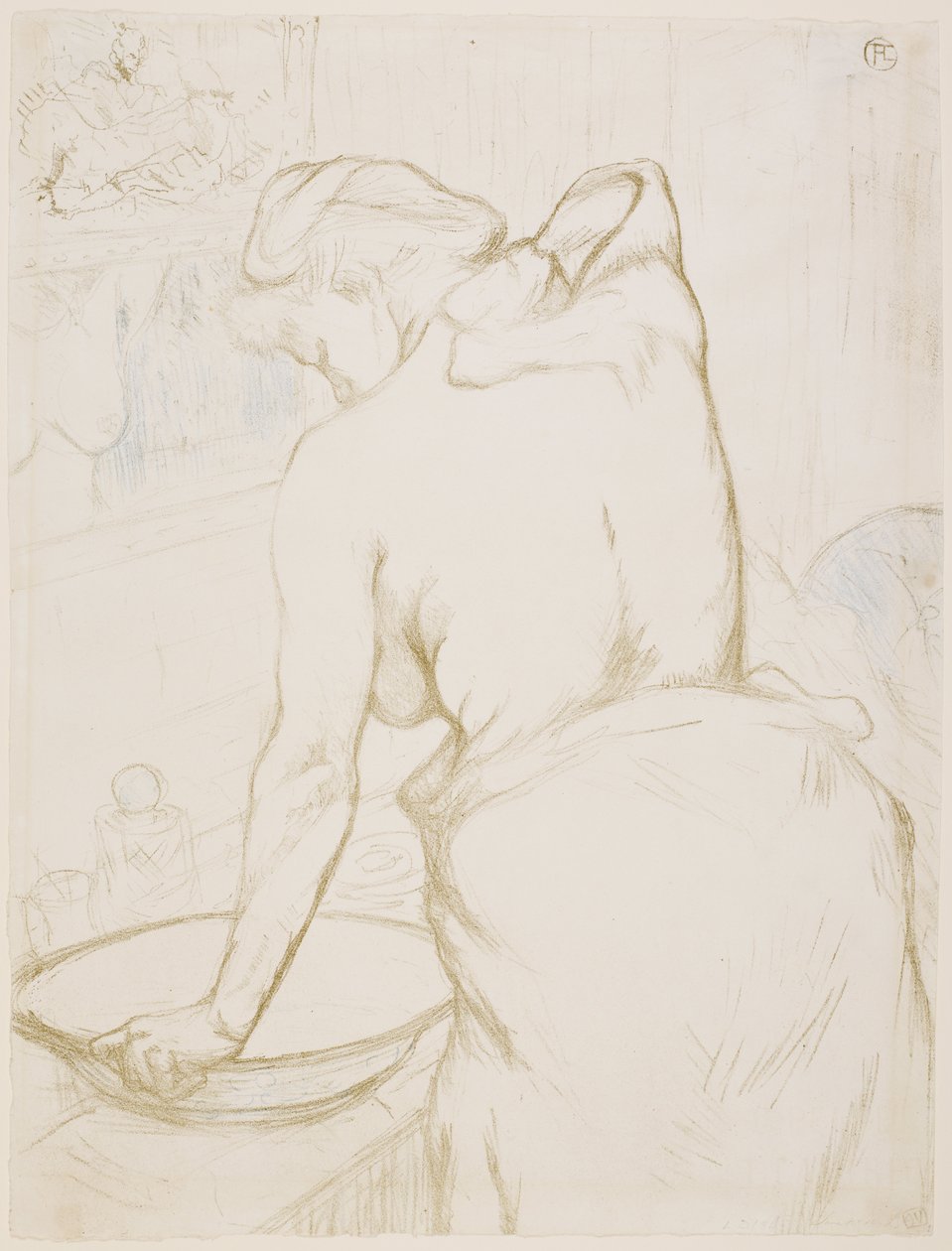 Una donna davanti al water, mentre si lava da Henri de Toulouse-Lautrec