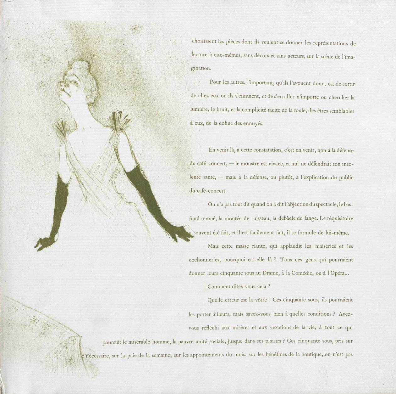 Yvette Guilbert - Serie Francese: N. 4 da Henri de Toulouse-Lautrec
