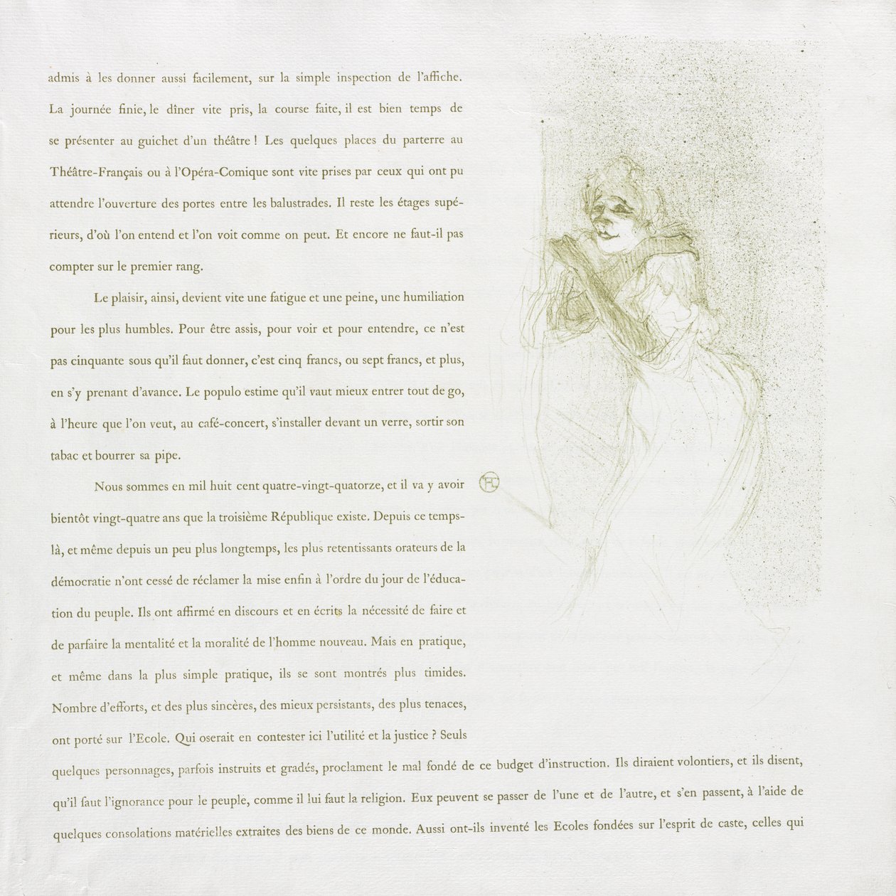 Yvette Guilbert - Serie Francese: N. 5 da Henri de Toulouse-Lautrec