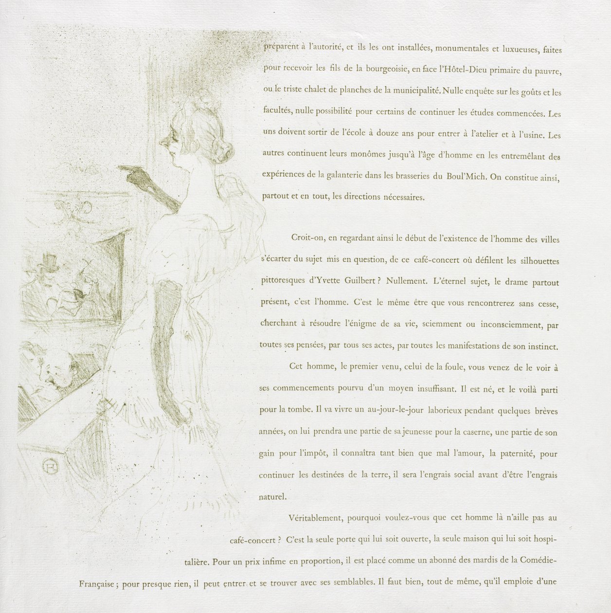 Yvette Guilbert - Serie Francese: N. 6 da Henri de Toulouse-Lautrec