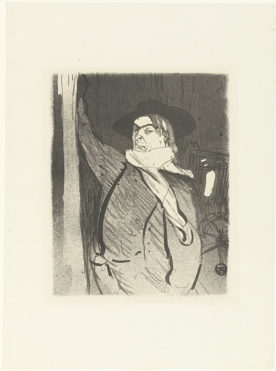 Ritratto del cantante e cabarettista Aristide Bruant da Henri de Toulouse Lautrec (signed by artist)