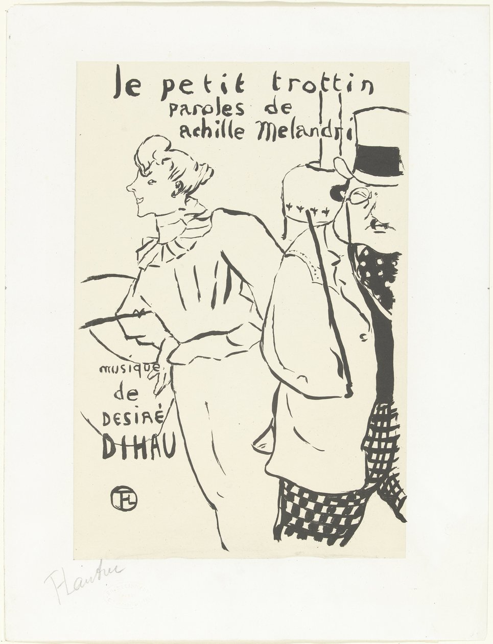Donna come fattorina e uomo con cappello da Henri de Toulouse Lautrec (signed by artist)