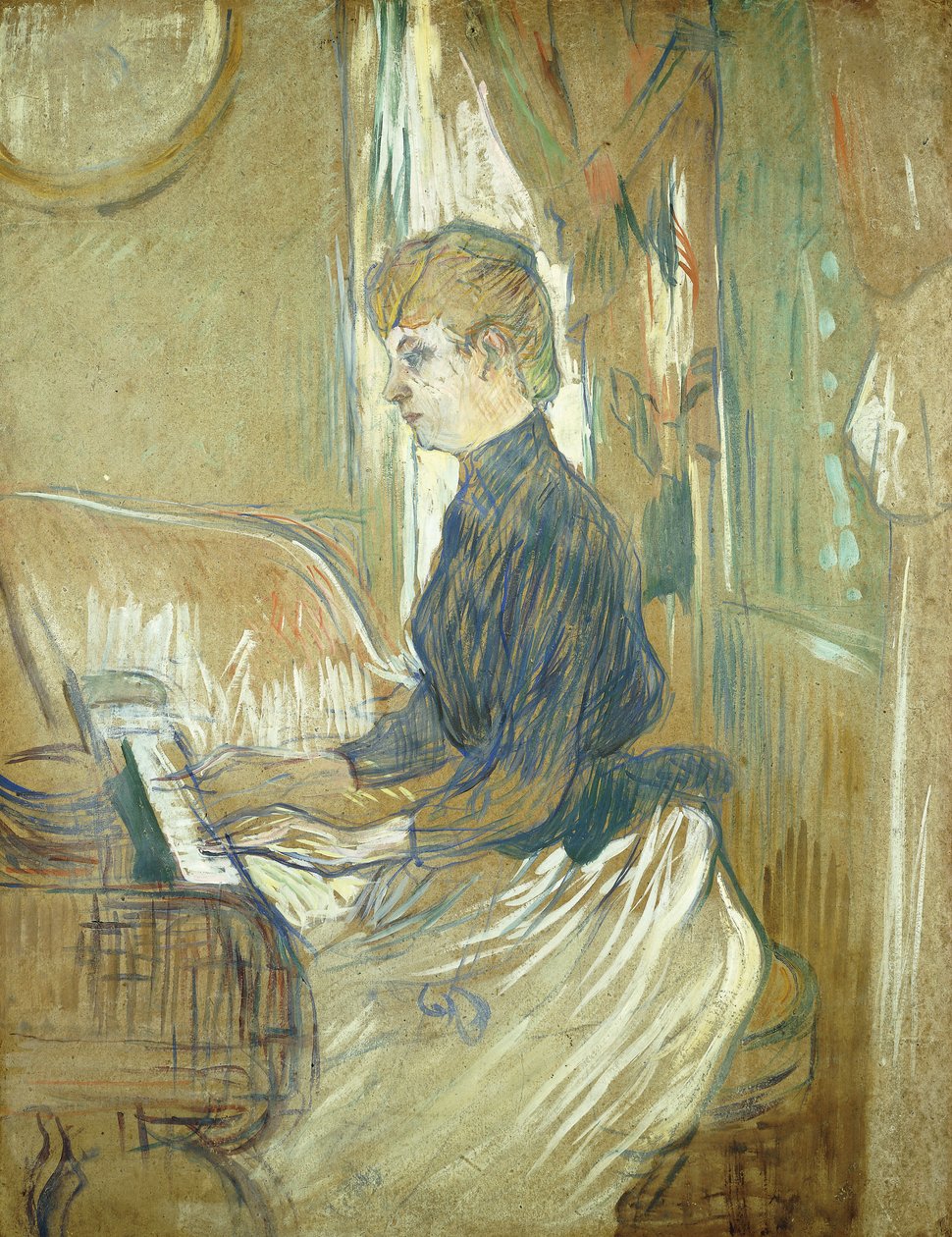 Al pianoforte, Madame Juliette Pascal nel salone del castello di Malrome, 1896 da Henri de Toulouse Lautrec