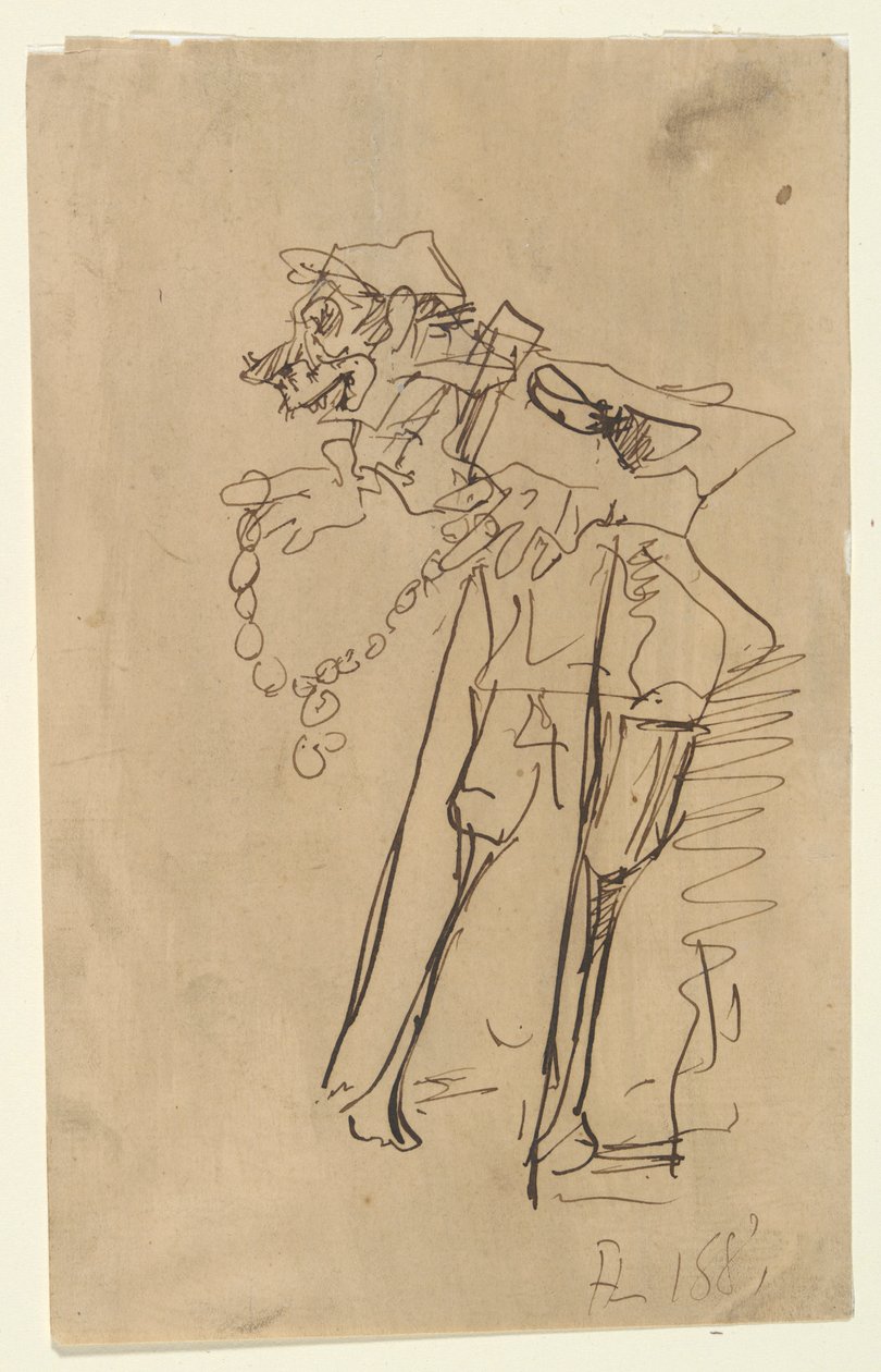 Caricatura di un soldato che tiene una decorazione da Henri de Toulouse Lautrec