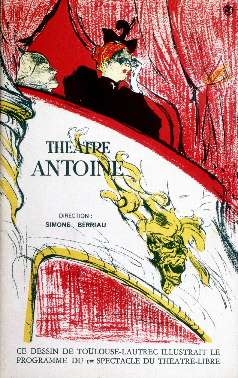 Copertina del programma del teatro Antoine, diretto da Simone Berriau, 1956 da Henri de Toulouse Lautrec