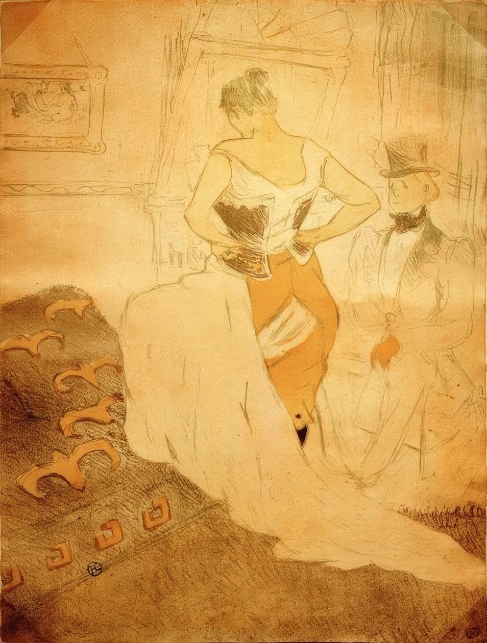Donna in corsetto, Conquista di passaggio da Henri de Toulouse Lautrec