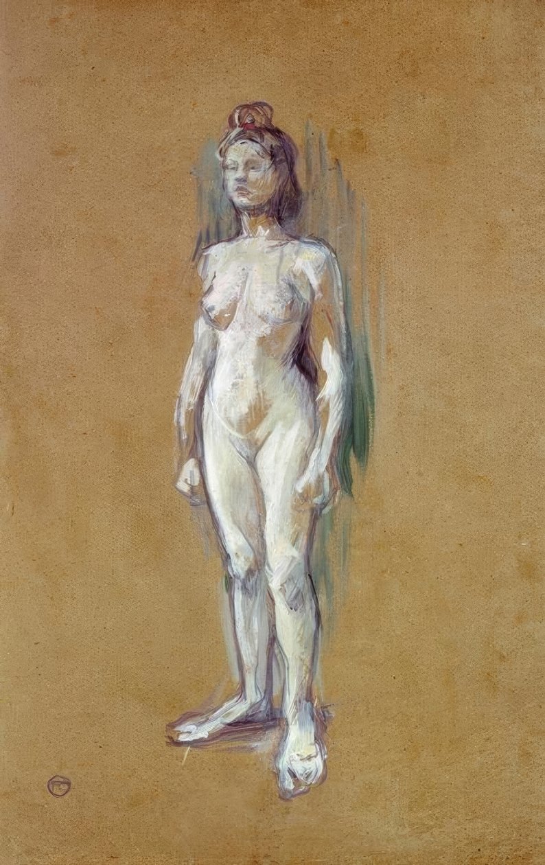 Donna nuda in piedi di fronte da Henri de Toulouse Lautrec