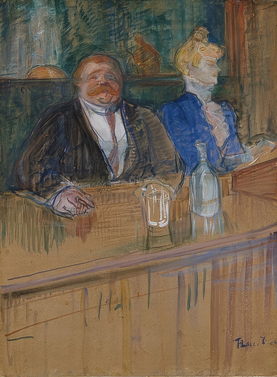 Al caffè. Il patrono e la cassiera clorotica. (Au café: le patron et la caissière chlorotique). 1898 da Henri de Toulouse Lautrec