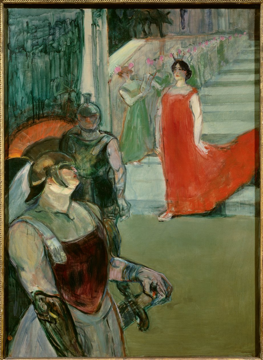 Messalina scende la scala con comparse dell
