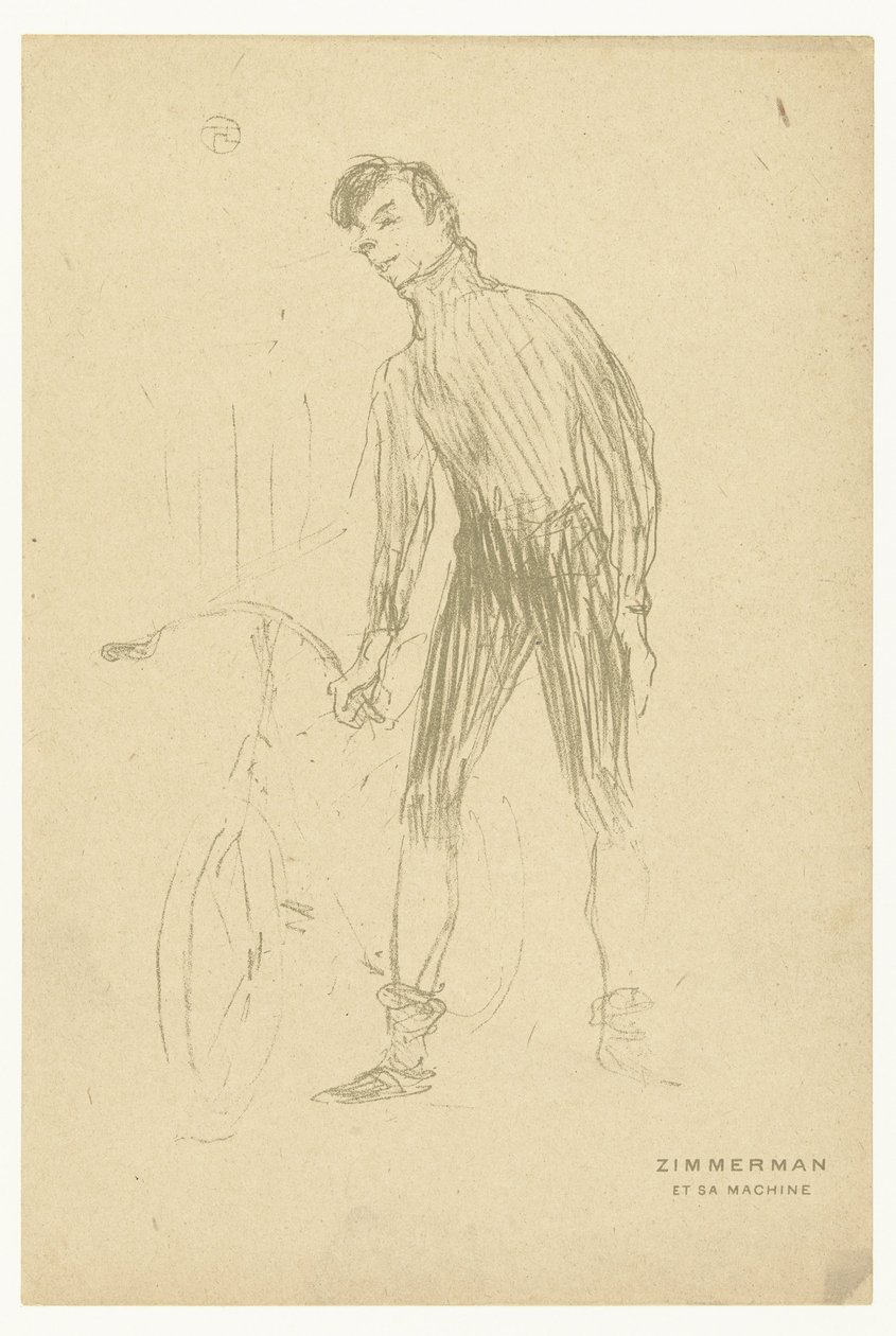 Ritratto del ciclista Albert Zimmerman e della sua bicicletta da Henri de Toulouse Lautrec