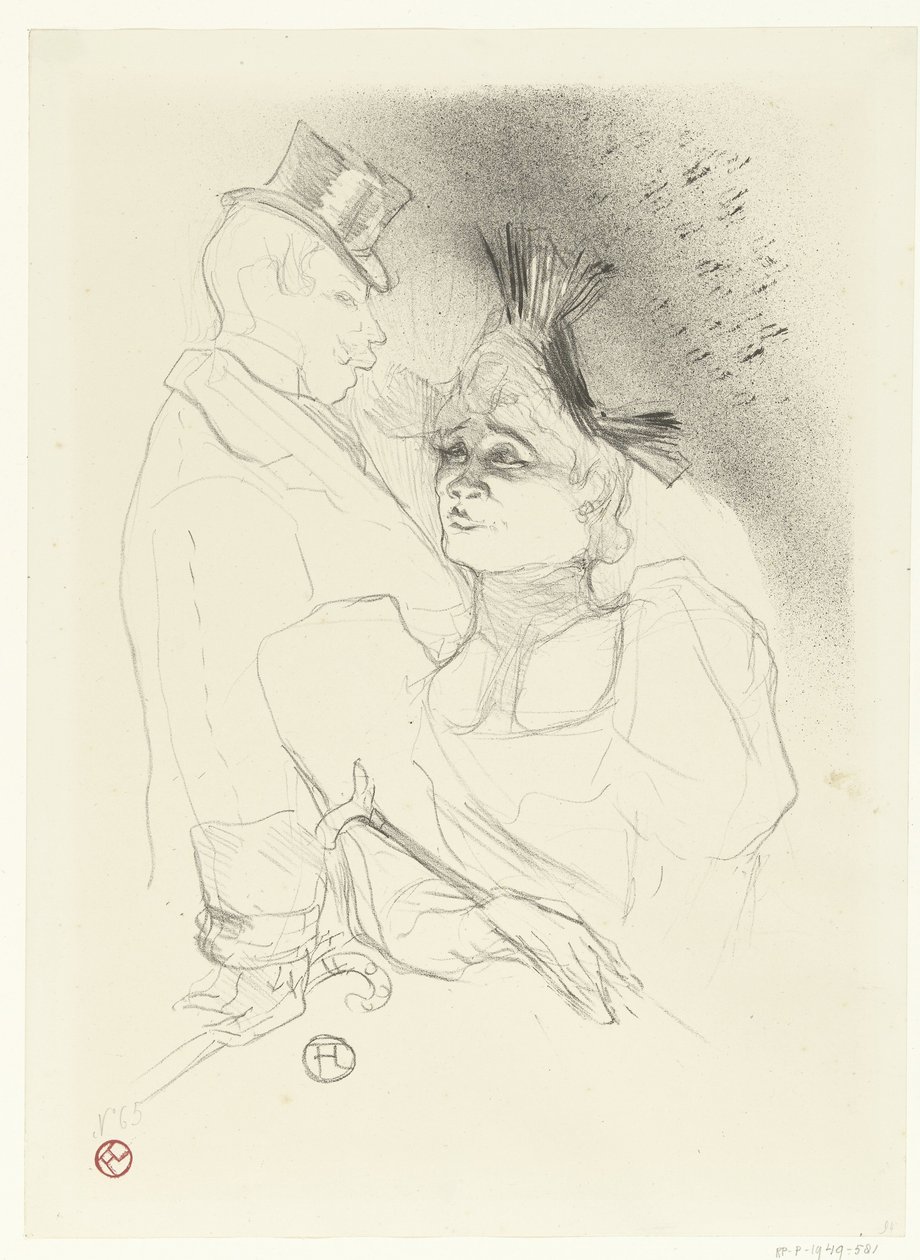 Ritratto della cantante Marcelle Lender e del comico Louis Bouchenez o il Barone durante una performance (Mademoiselle Lender et Baron) da Henri de Toulouse Lautrec