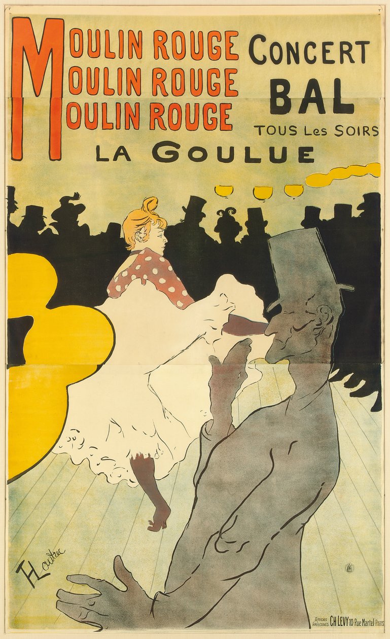 Poster pubblicitario "La Goulue" al Moulin Rouge, 1891 da Henri de Toulouse Lautrec