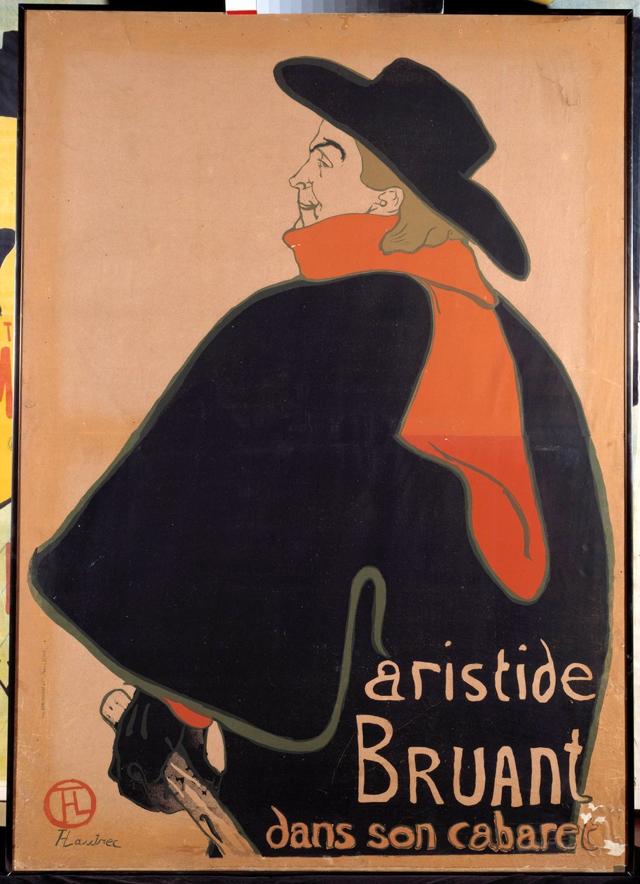 Poster raffigurante Aristide Bruant (1851-1925) nel suo cabaret. Litografia di Henri de Toulouse-Lautrec (Toulouse Lautrec) (1864-1901). 1893. Parigi, Museo del Poster e della Pubblicità da Henri de Toulouse Lautrec
