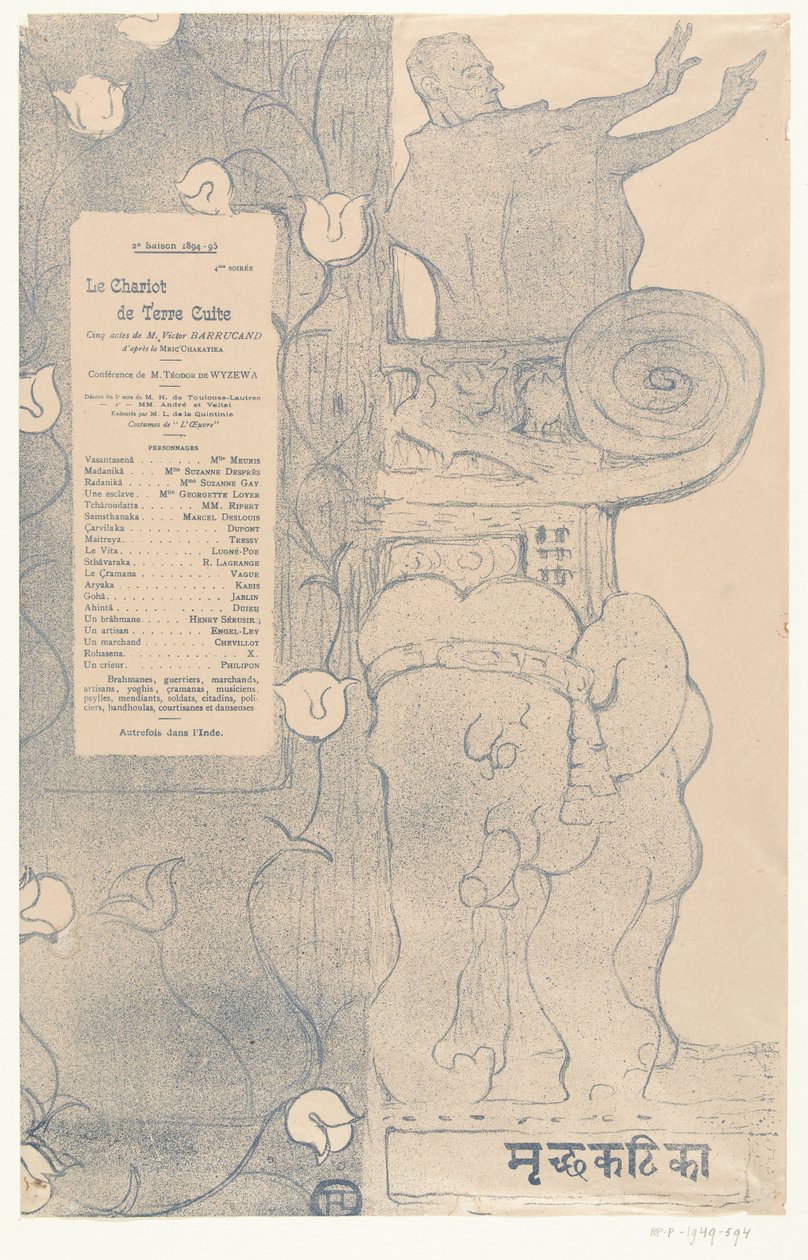 Programma per il dramma Le chariot de terre cuite da Henri de Toulouse Lautrec