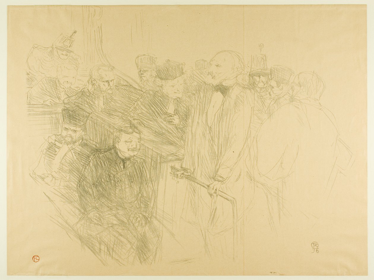 Il processo Arton, Ribot testimonia (seconda lastra) da Henri de Toulouse Lautrec