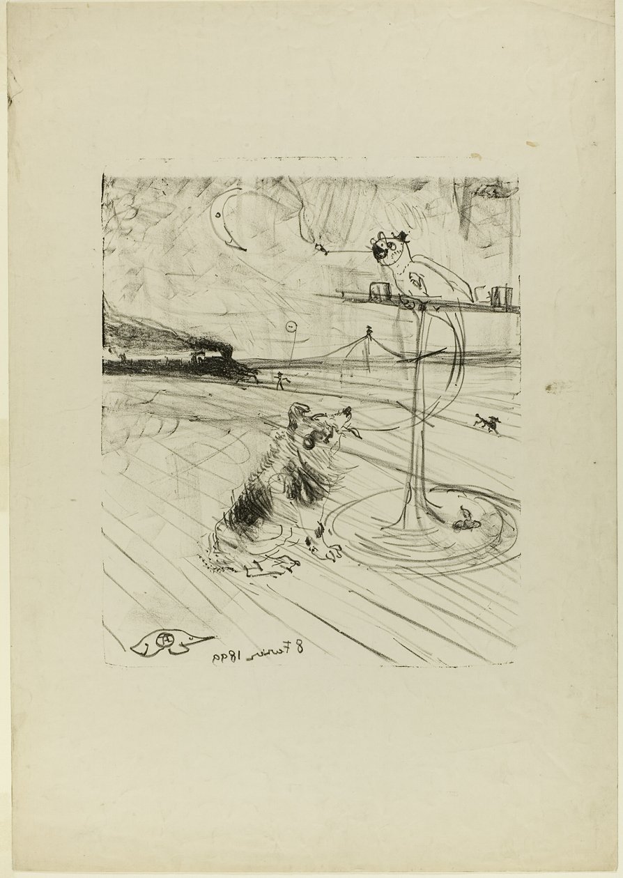 Il cane e il pappagallo da Henri de Toulouse Lautrec