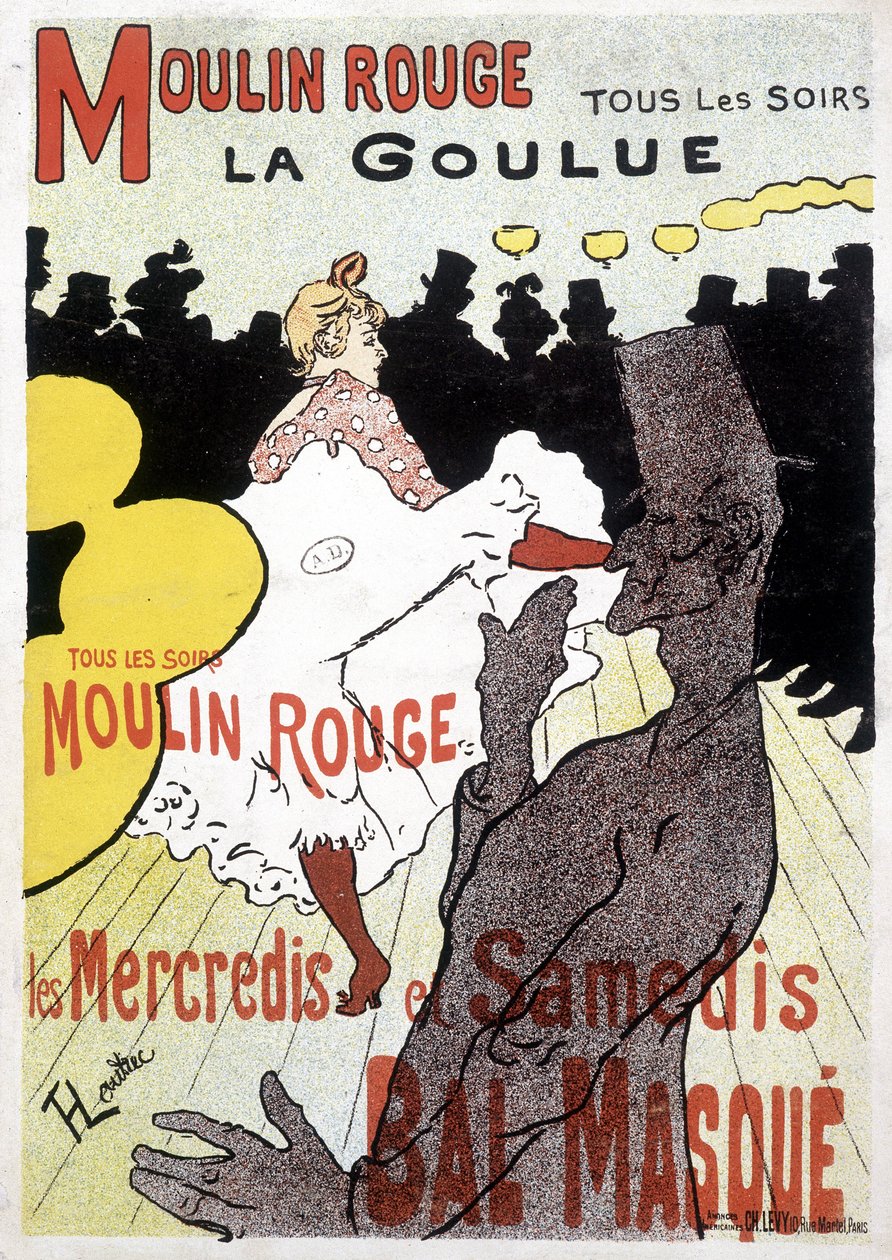 Manifesto di Toulouse Lautrec per Moulin Rouge e La Goulue da Henri de Toulouse Lautrec