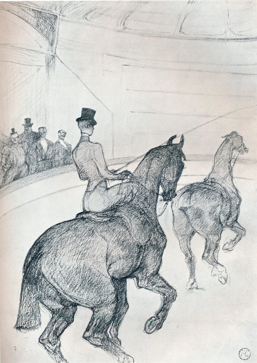 Cavaliere acrobatico che guida in tandem, c. 1899, 1934 da Henri de Toulouse Lautrec