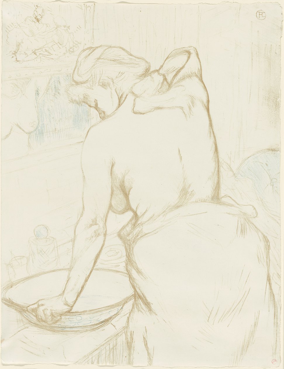 Donna che si lava—La toilette, tavola cinque da Elles da Henri de Toulouse Lautrec