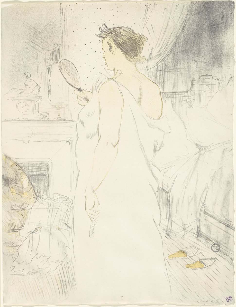 Donna allo specchio—Specchio in mano, tavola sei da Elles da Henri de Toulouse Lautrec