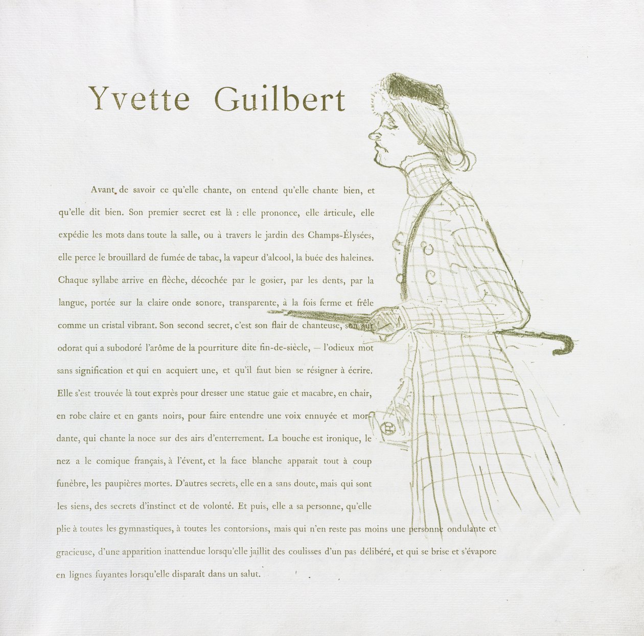 Yvette Guilbert, Serie Francese: No. 1, 1894 da Henri de Toulouse Lautrec