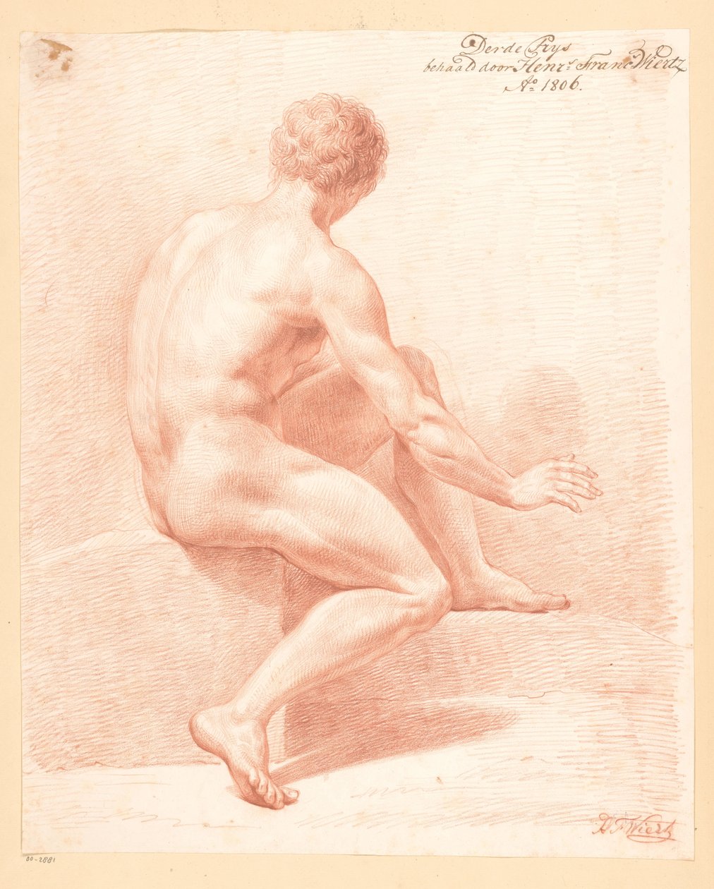 Nudo maschile seduto, visto di schiena (3° premio 1806) da Henricus Franciscus Wiertz