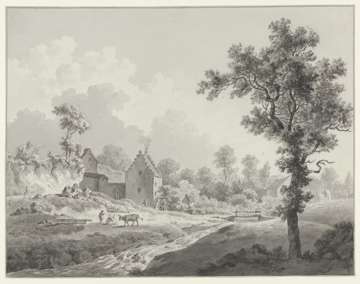 Paesaggio con mulino ad acqua su un ruscello da Henricus Josephus Antonissen