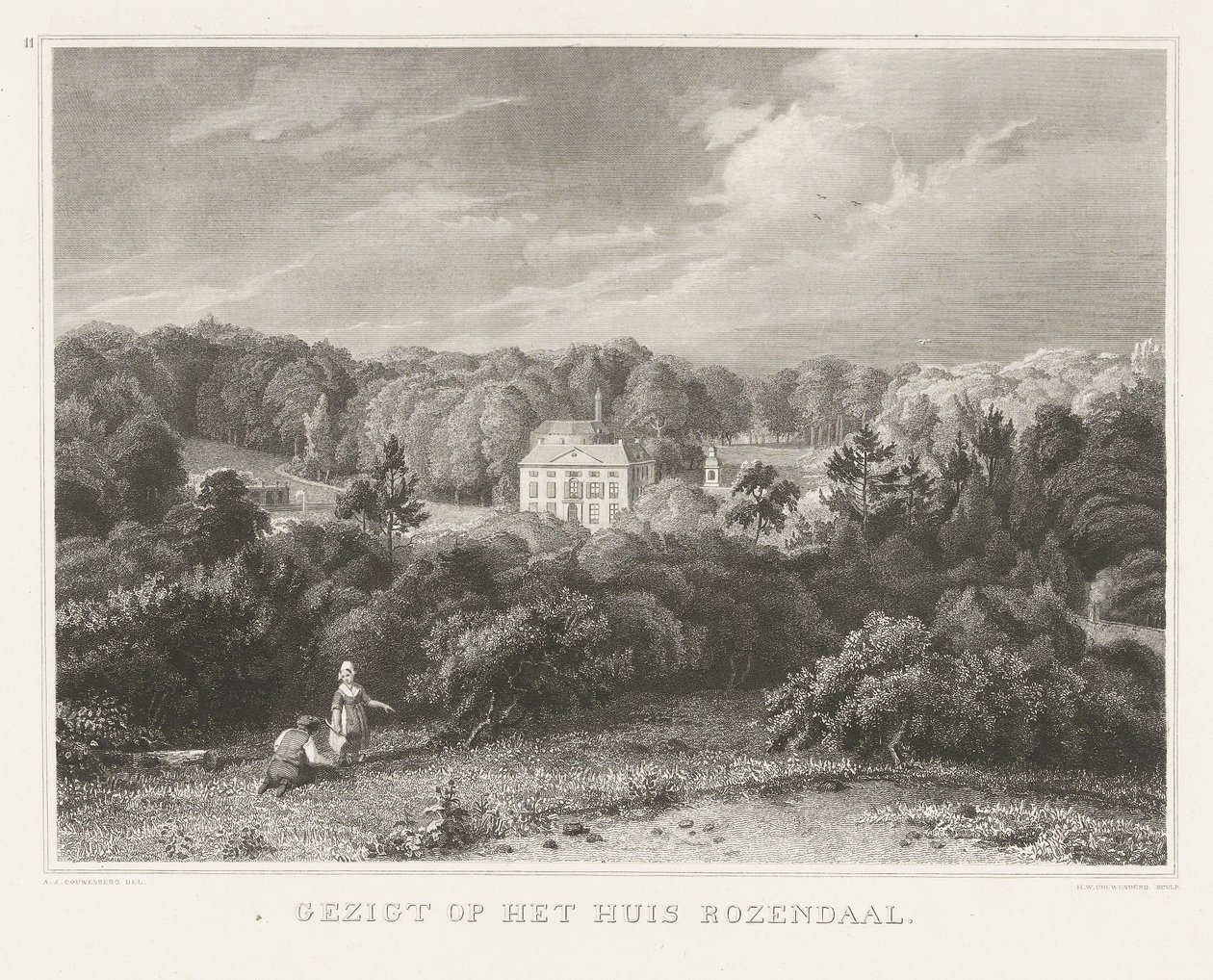 Veduta della tenuta e del castello di Rosendael da Henricus Wilhelmus Couwenberg