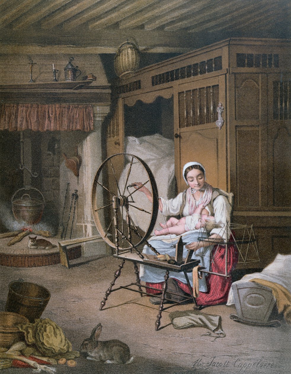 Interno di una casa bretone, fine XIX secolo da Henriette Jacott Cappellaere
