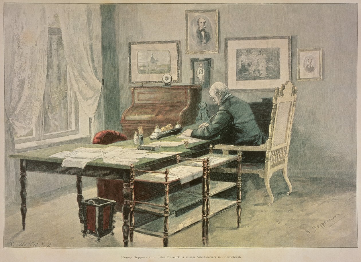Il principe Bismarck nel suo studio a Friedrichsruh, c.1890 da Henriette Deppermann