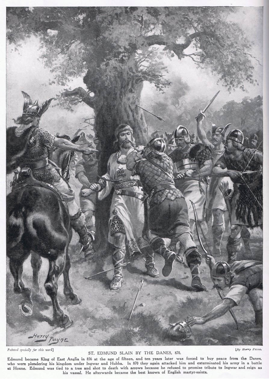 San Edmondo ucciso dai Danesi AD870, anni 1920 da Henry A. Payne