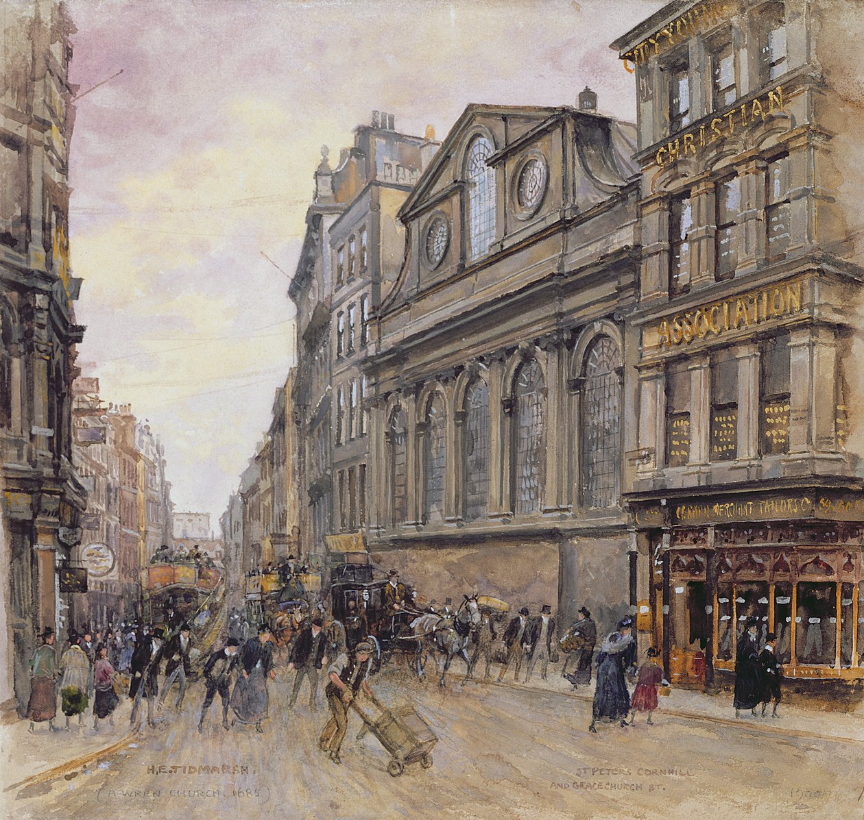San Pietro, Cornhill e Gracechurch Street da Henry Edward Tidmarsh