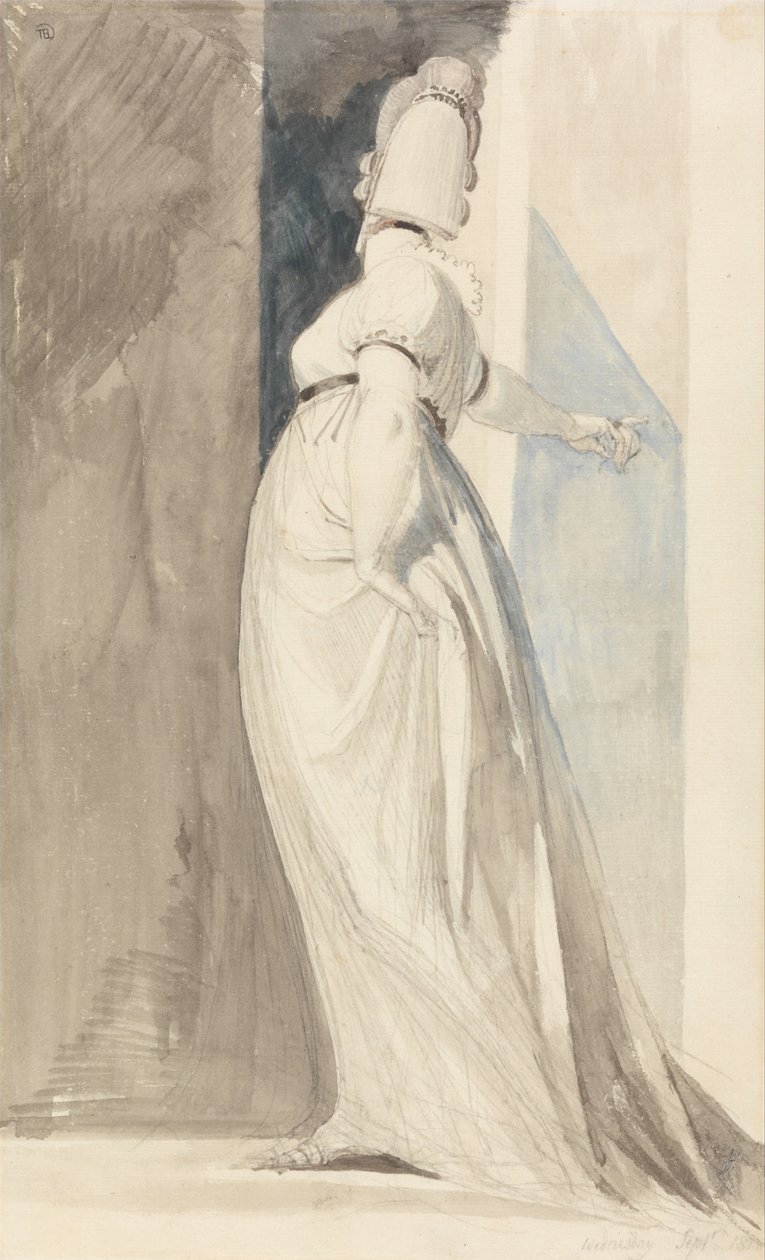 Vista posteriore di una donna in piedi, chiamata Mrs. Fuseli da Johann Heinrich Füssli